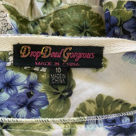 Pretty blue floral tiered skirt by Drop Dead Gorgeous Size 10 - Picture 6 of 7